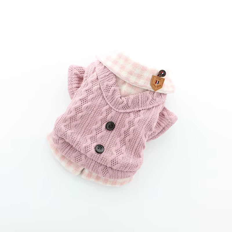 Plaid Dog Sweater, Warm Dog Jumper, Coat, Fannel Inside, Teddy, Poodle, XS, S, M, L, XL