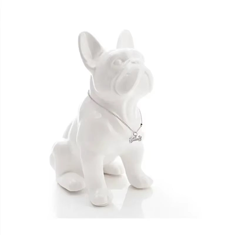 Nordic Sitting Position French Bulldogs Decoration Sculpture Resin Animal Crafts Statue Living Room Home Decor Bulldog Figurine