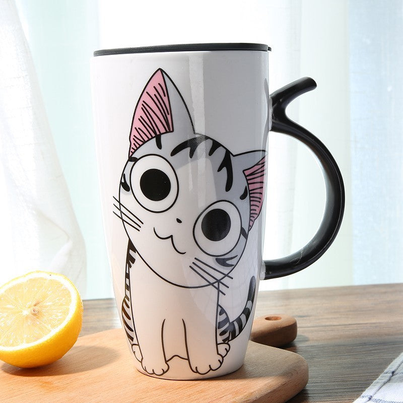 Adorable Cat Design Mug – 600ml Ceramic Cup