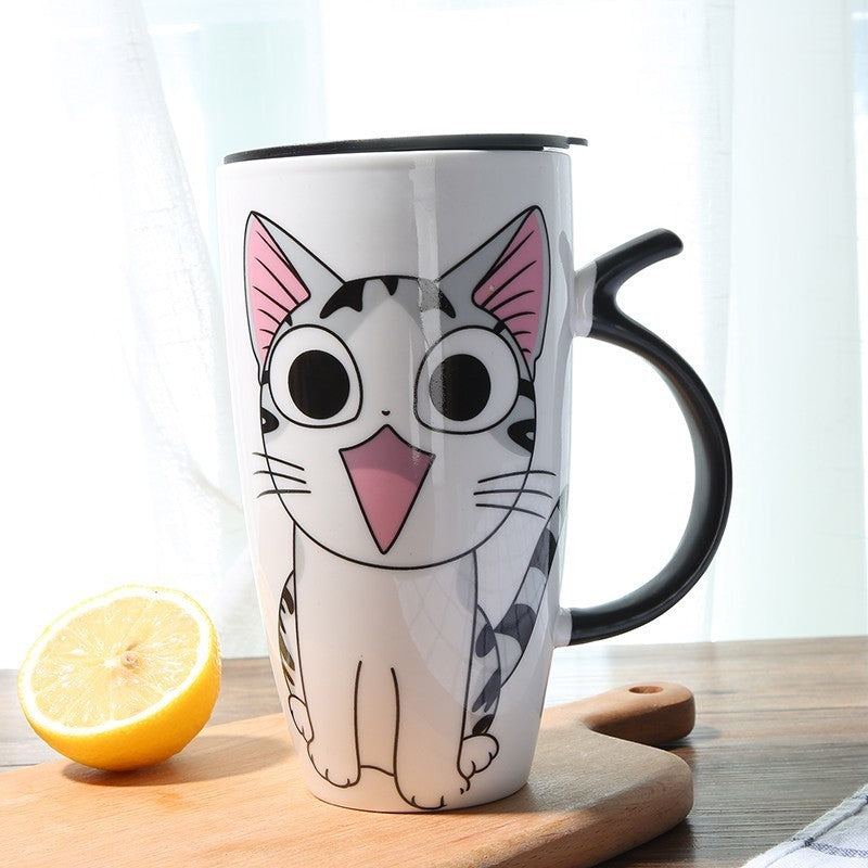 Adorable Cat Design Mug – 600ml Ceramic Cup