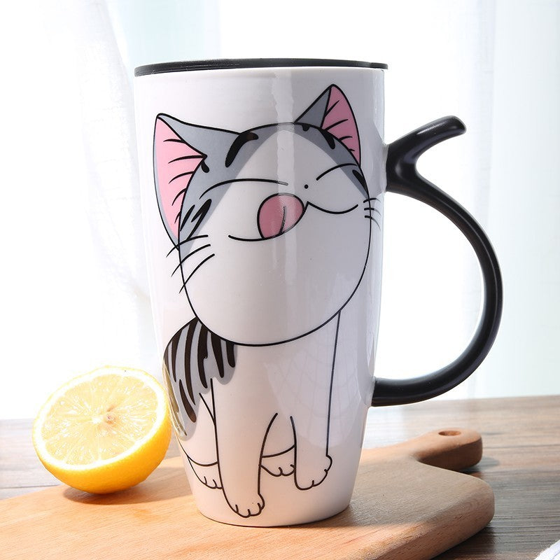 Adorable Cat Design Mug – 600ml Ceramic Cup