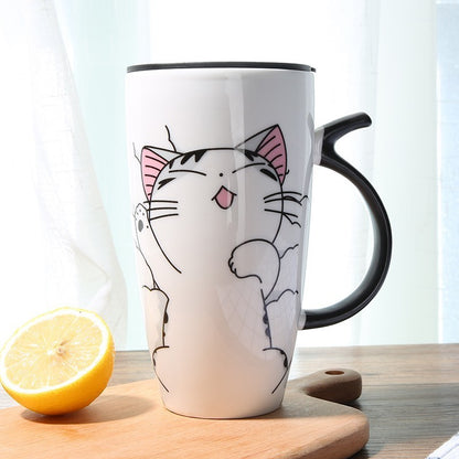 Adorable Cat Design Mug – 600ml Ceramic Cup