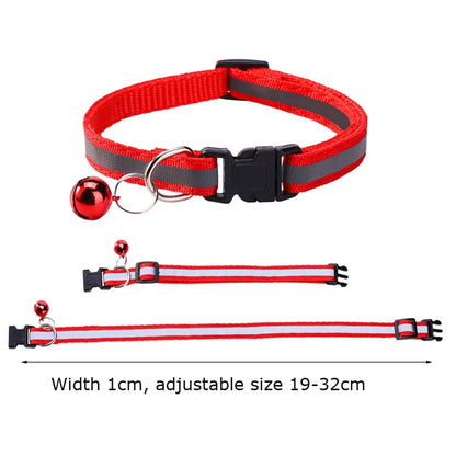 Cat Collar Adjustable Pet Night Reflective Collar Halter Necklace Personality Dog Leash with Bell Cloth Breathable Collar