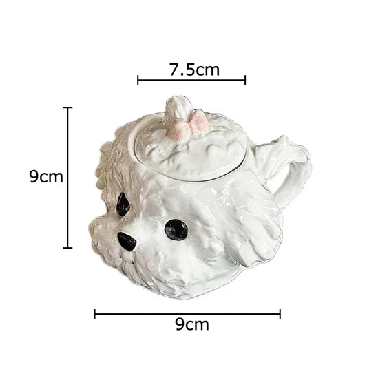 Cute Teddy Dog Shaped Mug Ceramic Cup&Saucer Dining Table Coffee Cup Milk Tea Mugs Afternoon Tea Teacup Fruit Juice Container