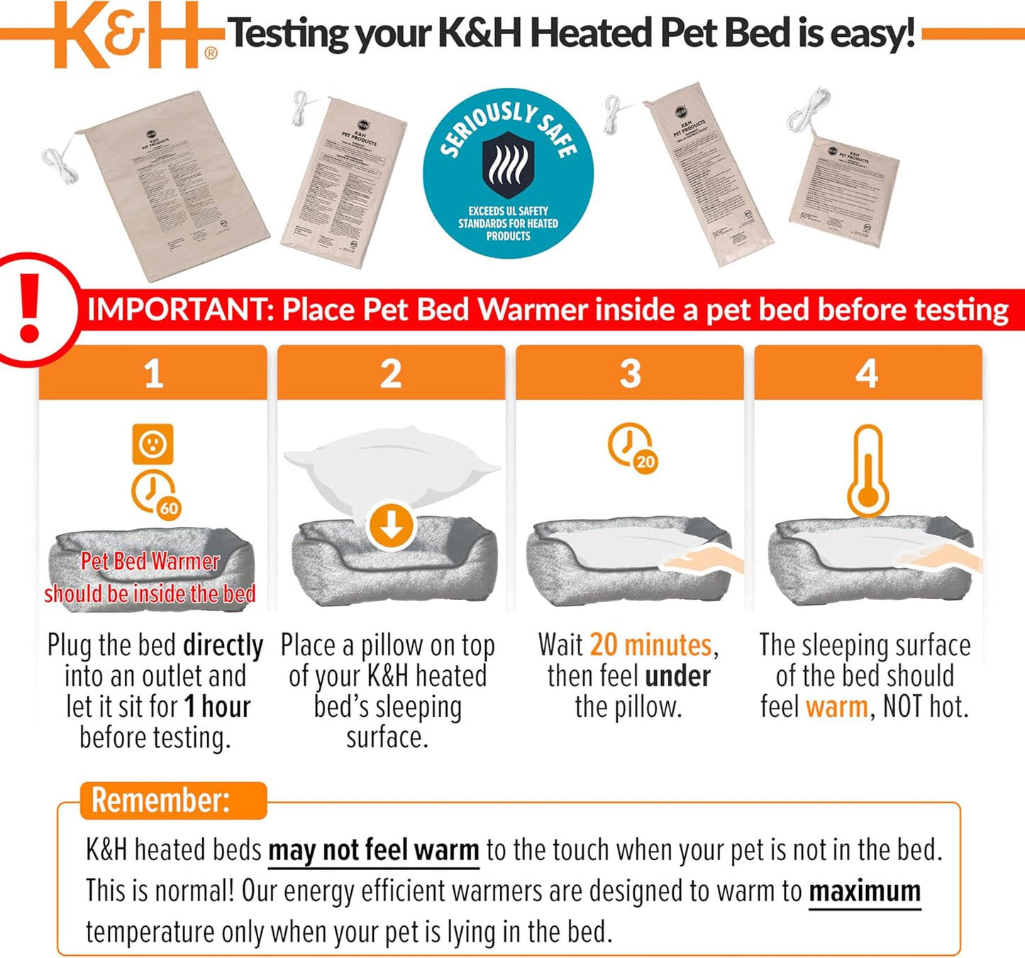 Heated Pet Bed Warmer Waterproof Pet Heating Pad for Cat Beds and Dog Beds, Tan X-Large