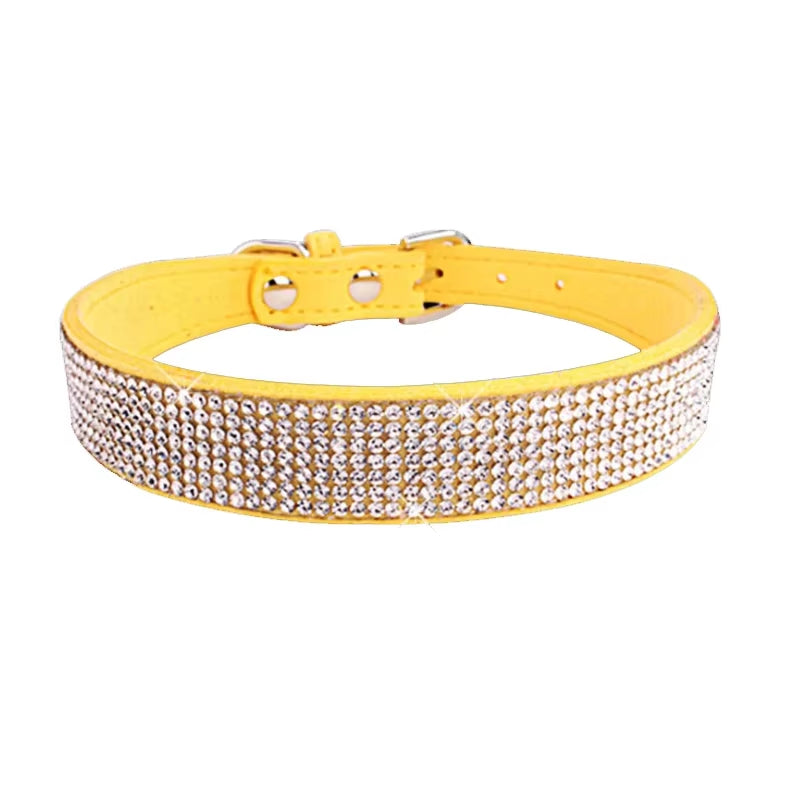 Dog Collar Crystal Glitter Rhinestone Pet Collars Zinc Alloy Buckle Collar for Small Medium Dogs Cats Chihuahua Pug Dog Collar