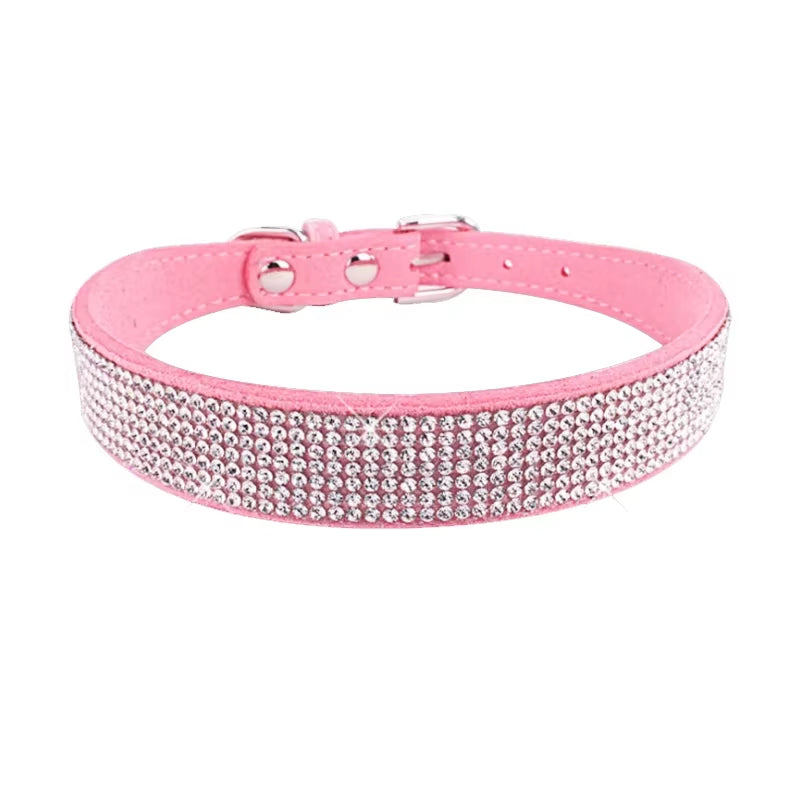 Dog Collar Crystal Glitter Rhinestone Pet Collars Zinc Alloy Buckle Collar for Small Medium Dogs Cats Chihuahua Pug Dog Collar