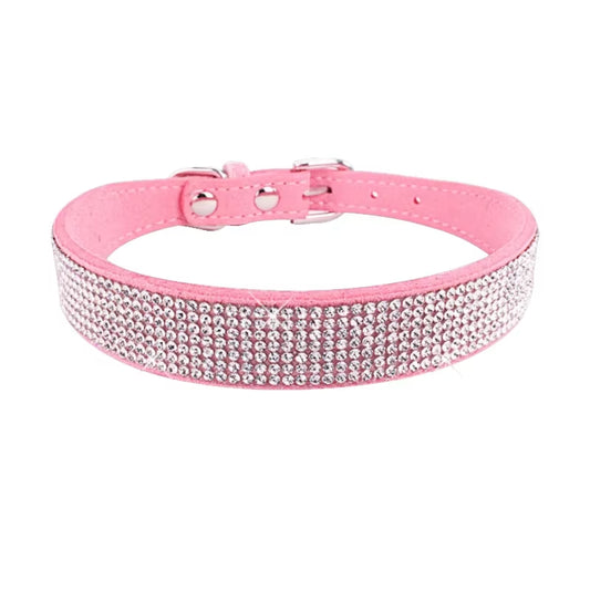 Dog Collar Crystal Glitter Rhinestone Pet Collars Zinc Alloy Buckle Collar for Small Medium Dogs Cats Chihuahua Pug Dog Collar