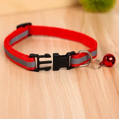 Cat Collar Adjustable Pet Night Reflective Collar Halter Necklace Personality Dog Leash with Bell Cloth Breathable Collar