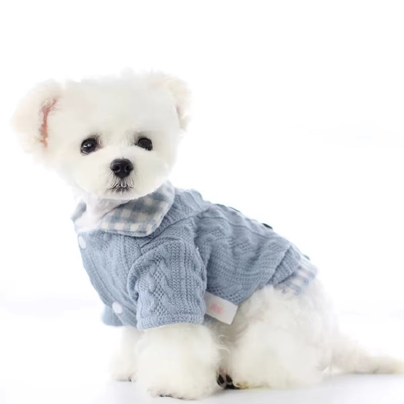 Plaid Dog Sweater, Warm Dog Jumper, Coat, Fannel Inside, Teddy, Poodle, XS, S, M, L, XL