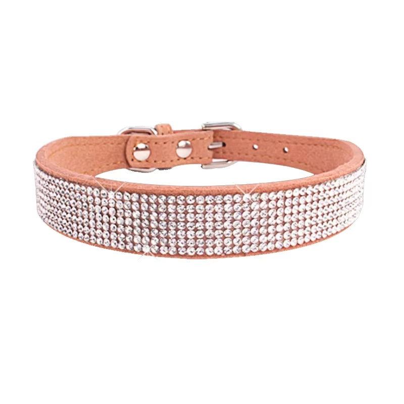 Dog Collar Crystal Glitter Rhinestone Pet Collars Zinc Alloy Buckle Collar for Small Medium Dogs Cats Chihuahua Pug Dog Collar
