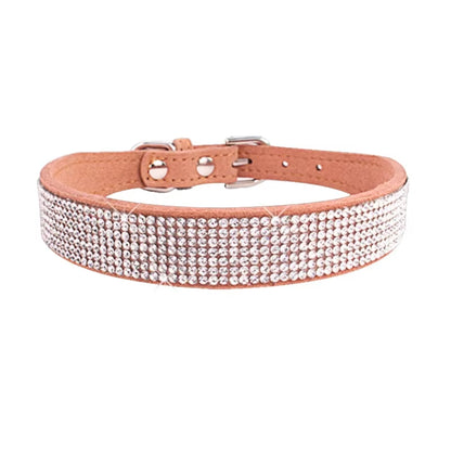 Dog Collar Crystal Glitter Rhinestone Pet Collars Zinc Alloy Buckle Collar for Small Medium Dogs Cats Chihuahua Pug Dog Collar