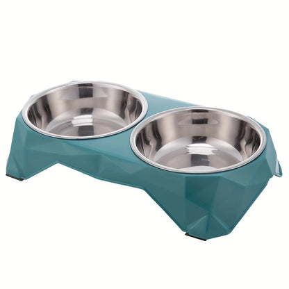 Elevated Stainless Steel Pet Bowls Set with Large Capacity Feeding Dish for Dogs - Modern Design & Raised Stand