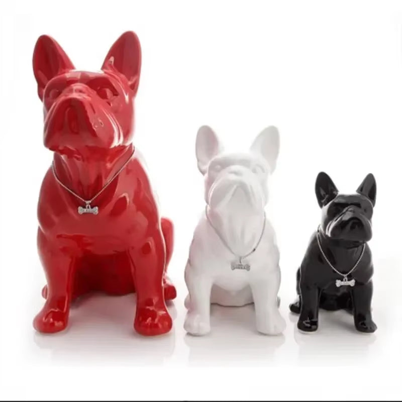 Nordic Sitting Position French Bulldogs Decoration Sculpture Resin Animal Crafts Statue Living Room Home Decor Bulldog Figurine