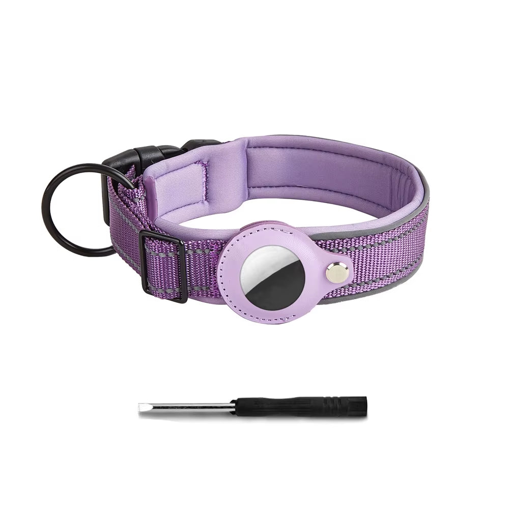 Reflective Airtag Dog Collar, Heavy Duty Dog Collar with Adjustable Airtag Holder Case Accessories for Small Medium Large Dogs