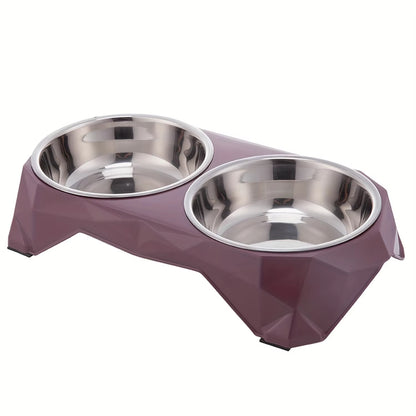 Elevated Stainless Steel Pet Bowls Set with Large Capacity Feeding Dish for Dogs - Modern Design & Raised Stand