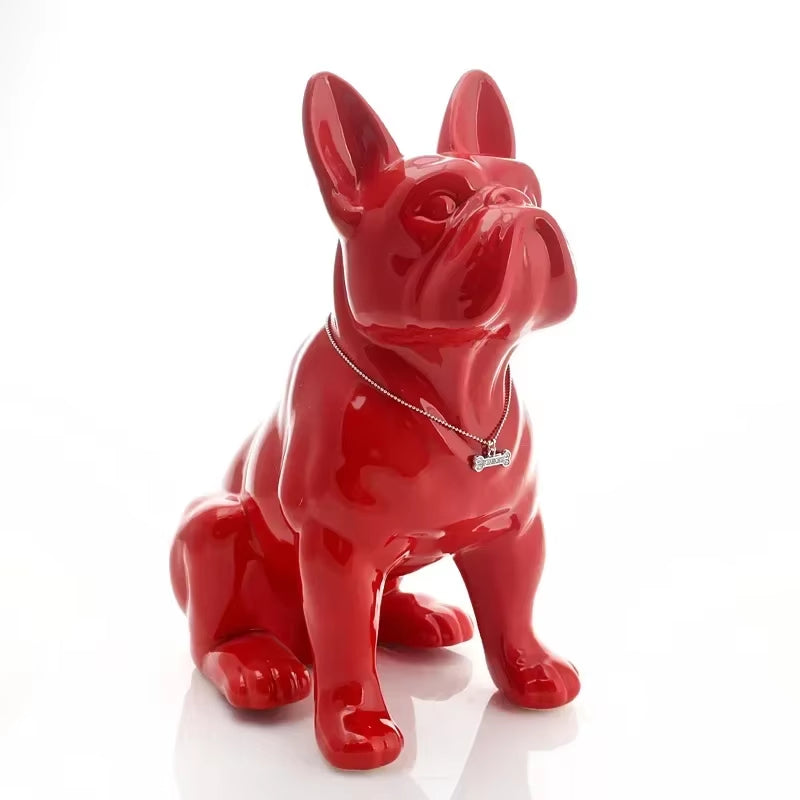 Nordic Sitting Position French Bulldogs Decoration Sculpture Resin Animal Crafts Statue Living Room Home Decor Bulldog Figurine