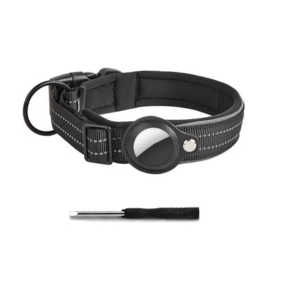 Reflective Airtag Dog Collar, Heavy Duty Dog Collar with Adjustable Airtag Holder Case Accessories for Small Medium Large Dogs