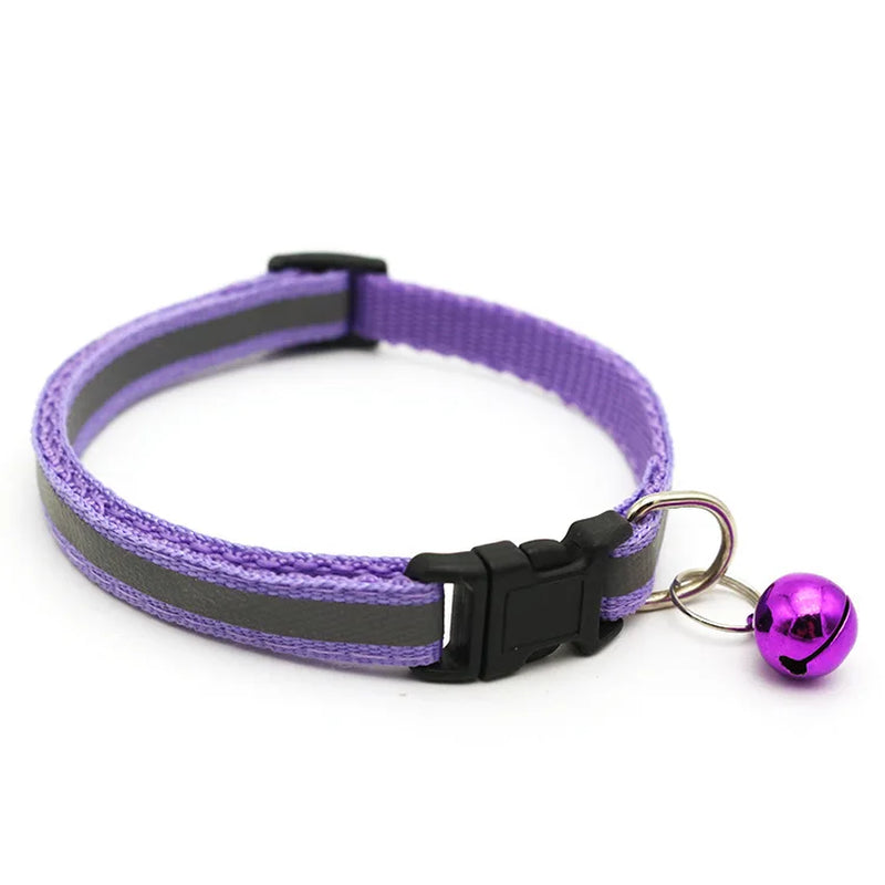 Cat Collar Adjustable Pet Night Reflective Collar Halter Necklace Personality Dog Leash with Bell Cloth Breathable Collar