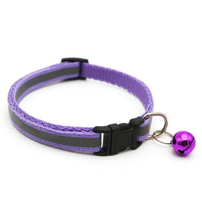 Cat Collar Adjustable Pet Night Reflective Collar Halter Necklace Personality Dog Leash with Bell Cloth Breathable Collar
