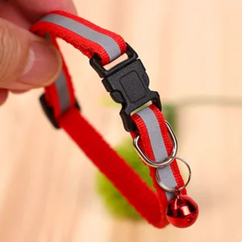 Cat Collar Adjustable Pet Night Reflective Collar Halter Necklace Personality Dog Leash with Bell Cloth Breathable Collar