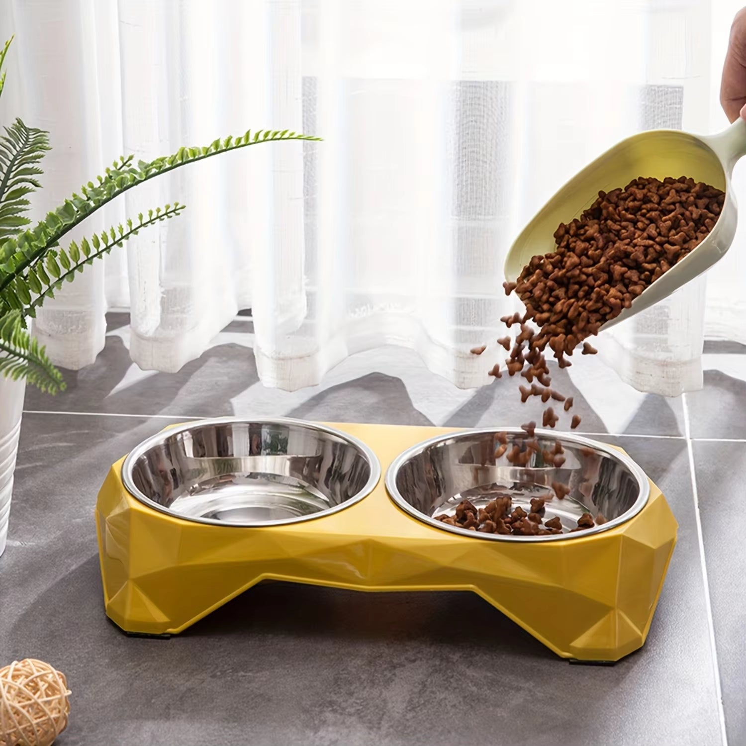 Elevated Stainless Steel Pet Bowls Set with Large Capacity Feeding Dish for Dogs - Modern Design & Raised Stand