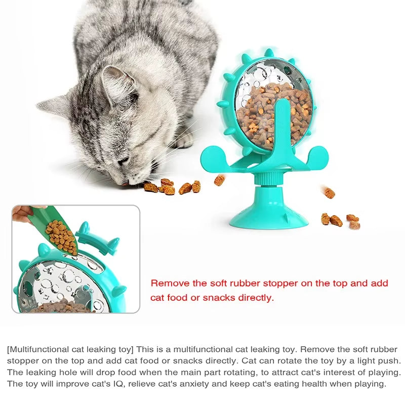 Kitten Puppy Slow Feeder Toy for Small Dog Cats Funny Suction Cup with Bell Ferris Wheel Food Dispensing Toys Pug Pet Supplies