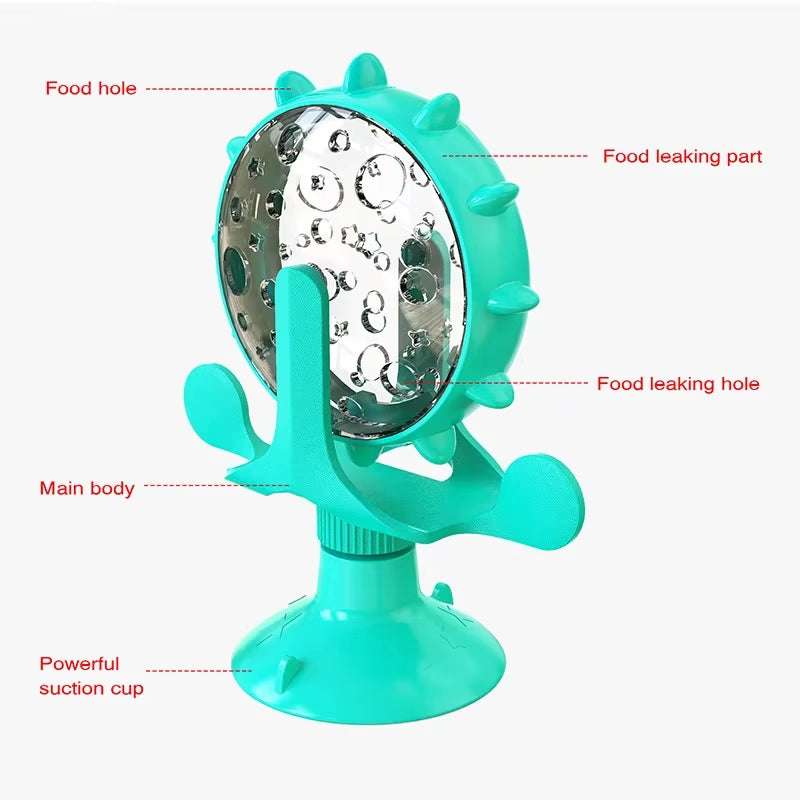 Kitten Puppy Slow Feeder Toy for Small Dog Cats Funny Suction Cup with Bell Ferris Wheel Food Dispensing Toys Pug Pet Supplies