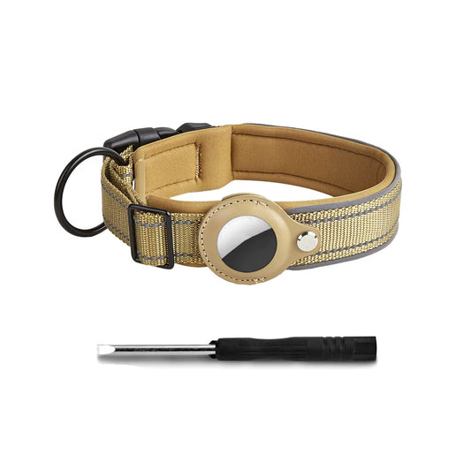Reflective Airtag Dog Collar, Heavy Duty Dog Collar with Adjustable Airtag Holder Case Accessories for Small Medium Large Dogs