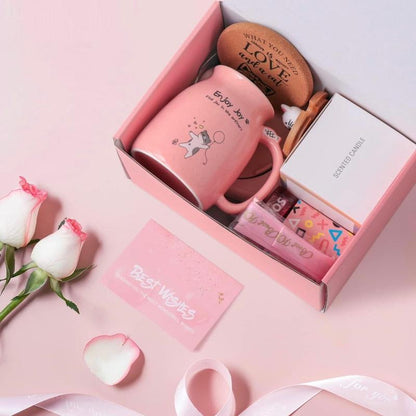 Unique Gift Basket for Woman - 16 Oz Cute Cat Mug with Essential Oil Soap and Bath Bomb and Scented Candle - Best Birthday Gift Box, Anniversary, Wedding, Valentine, Christmas, Mother'S Day Gift Coffee Set
