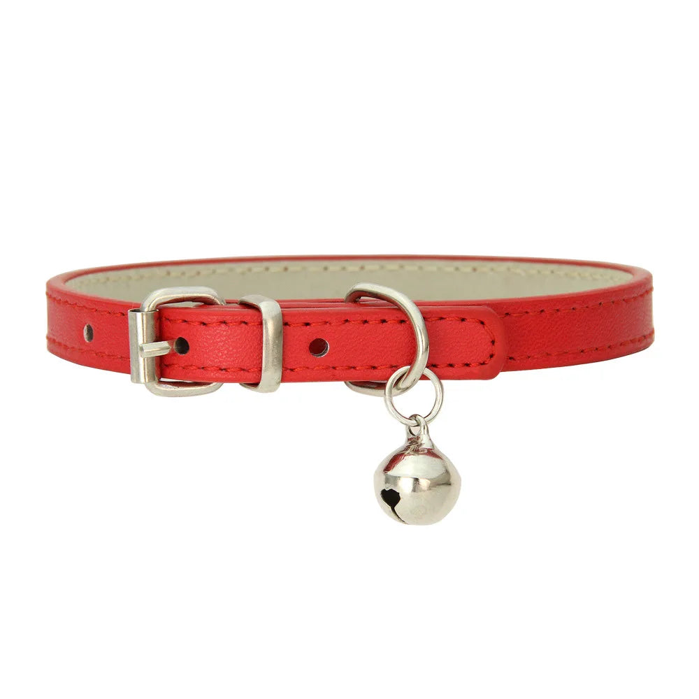 Dog Collar Pu Leather Collar Leash Pet Dog Collar Pet Supplies Cat Collar with Bells Dog Collar Chihuahua Dog Collar Cat Collar