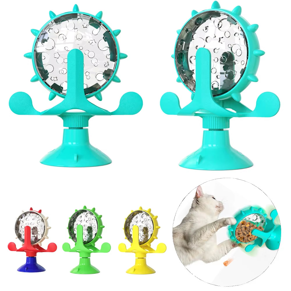 Kitten Puppy Slow Feeder Toy for Small Dog Cats Funny Suction Cup with Bell Ferris Wheel Food Dispensing Toys Pug Pet Supplies