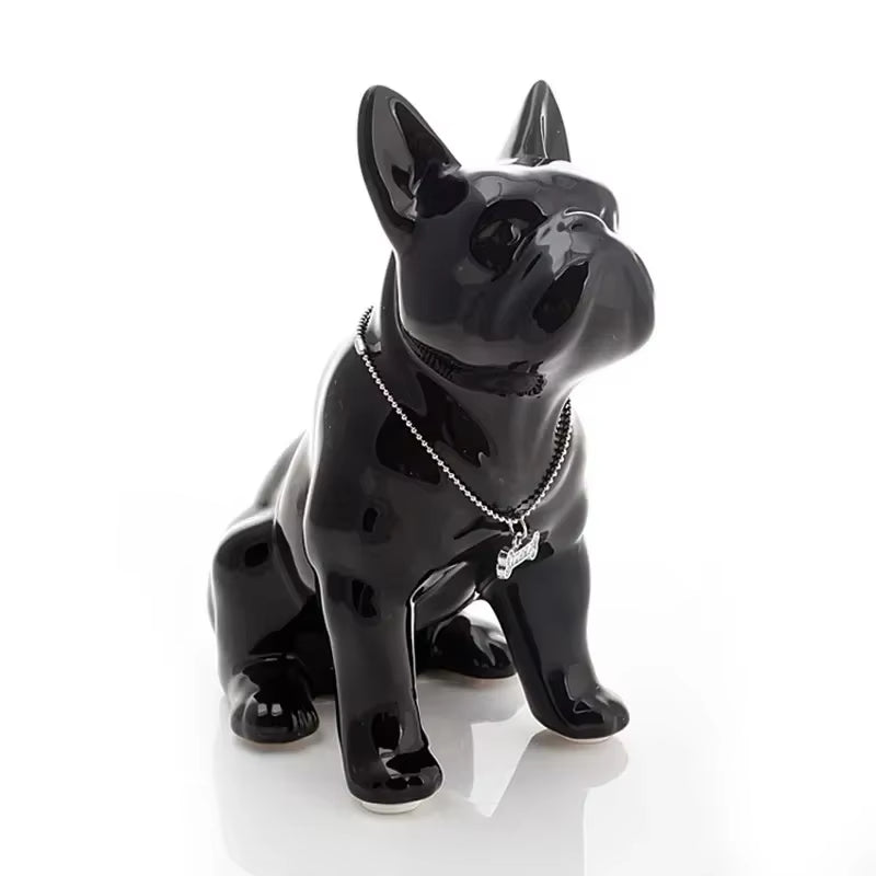 Nordic Sitting Position French Bulldogs Decoration Sculpture Resin Animal Crafts Statue Living Room Home Decor Bulldog Figurine